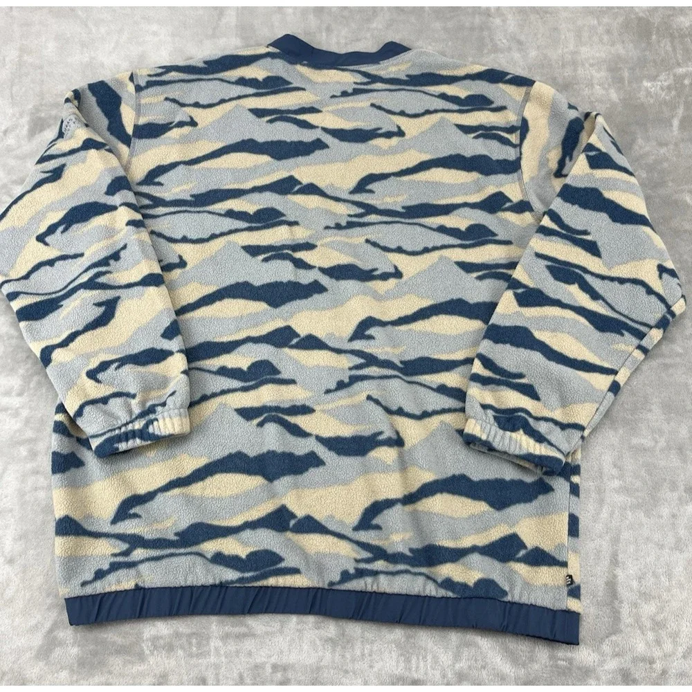 Adidas Camo Fleece Sweatshirt Men XL Blue Crew Neck Stretch Long Sleeve Pullover